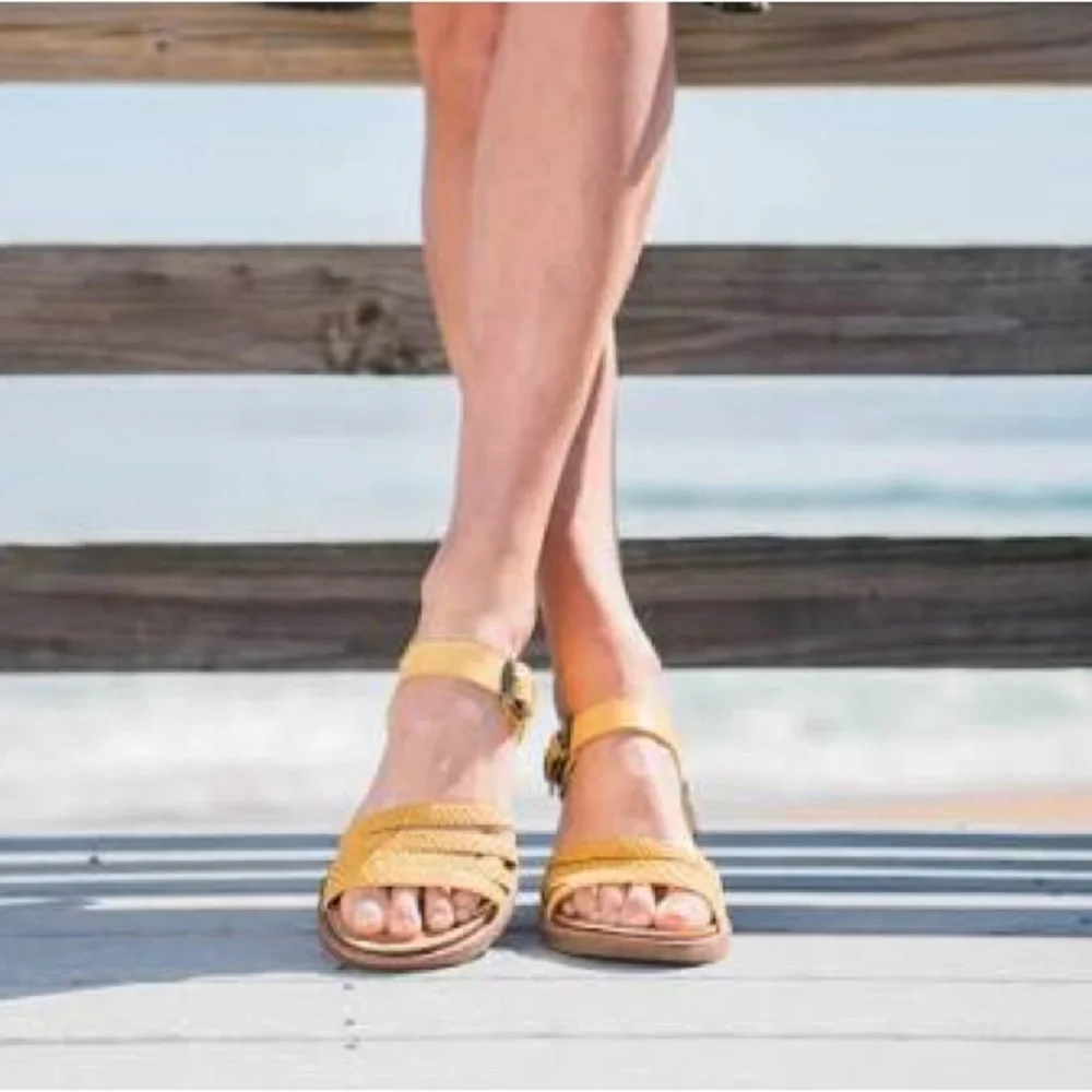 Sofft Yellow Leather Strappy Sandals - Picture 2 of 12